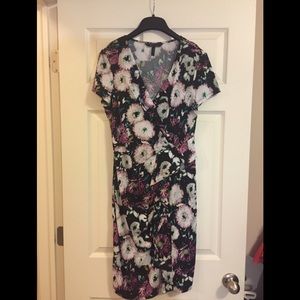 BCBG Max Azria Floral Faux Wrap Dress, Size M.